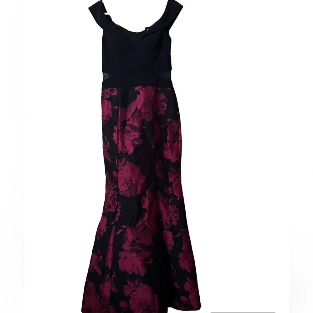 XSCAPE Floral Print Off-The- Shoulder Mermaid Gown Dress Size 10 - Picture 5 of 8